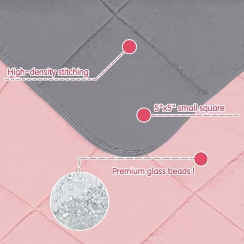 yescool Weighted Blanket (5 lbs, 36" x 48", Pink & Grey) Cooling Heavy Blanket, Perfect for 40-60 lbs, Breathable Throw Blanket Gifts with Premium Glass Bead, Machine Washable - Image 3