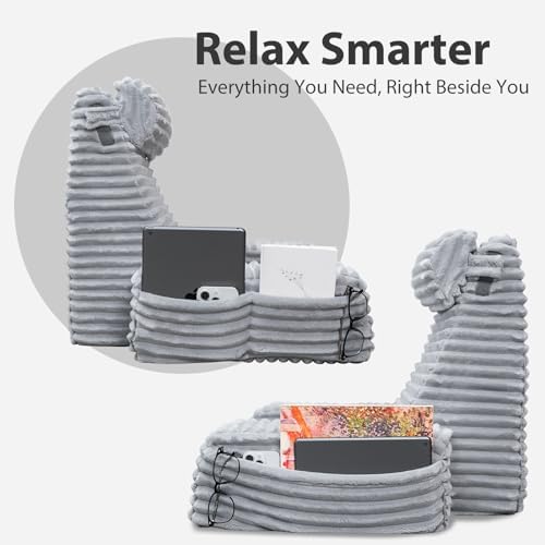 ENITYA 22" XL Back Pillow for Bed Sitting Up with Armrests & Big Pockets - Image 6
