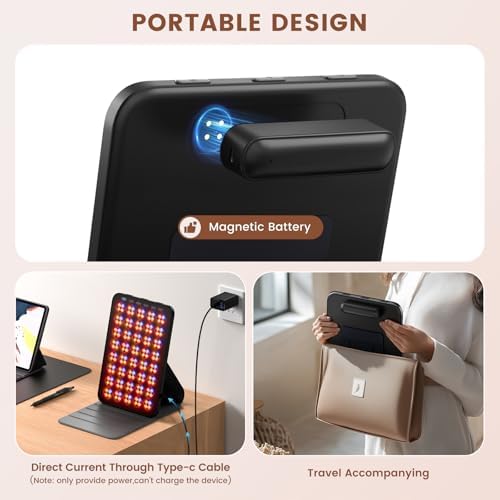 INTEO Red Light Therapy for Face and Body, Portable Red Light Therapy with Protective Goggles, 850nm Infrared Red Light Therapy with 6 Modes - Image 5