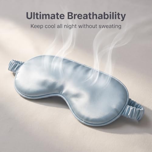 [1 Pack] QSYW Sleep Masks, Satin Eye Mask for Sleeping - Silky Eye Masks Bulk with Storage Bag & Elastic Strap, Light Blue - Image 4