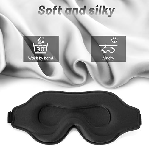 Sleep Mask for Men and Women, 3D Blackout Eye Mask for Side Sleepers, Black - Image 5