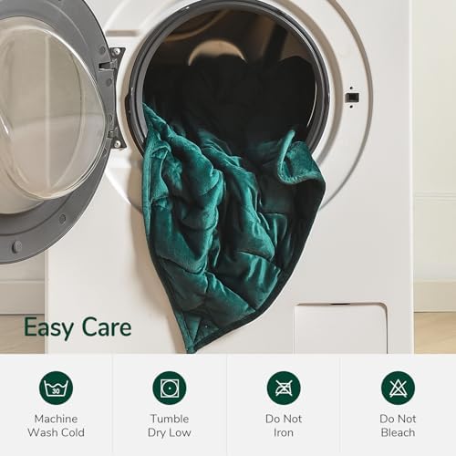 Weighted Blanket for Adults, 15 lbs, 60" x 78" washable Blankets, Green - Image 6