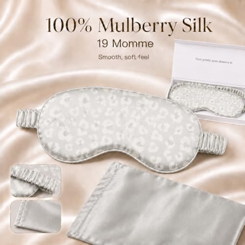 Silk Sleep Mask Light Blocking Luxury 100% Mulberry 22mm Silk Eye Mask Eye Cover Blindfold Ultra Soft Light & Comfy Anti Aging Skin Care with Travel Bag Gift Package - Image 2