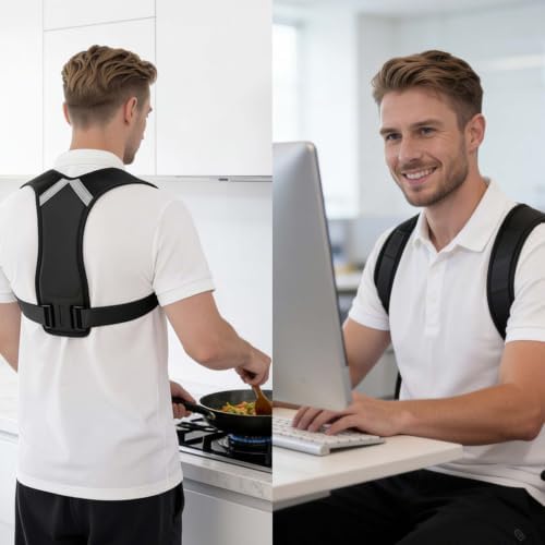 Posture Corrector for Women and Men, Adjustable Back Brace Shoulder Straightener, Upper Back Support Brace for Neck Shoulder Back Pain Relief, Breathable Posture Corrector for Daily Wear Black, XX-Large - Image 5