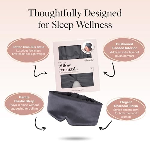 Kitsch Satin Sleep Mask | Eye Masks for Sleep - Charcoal Black - Image 3