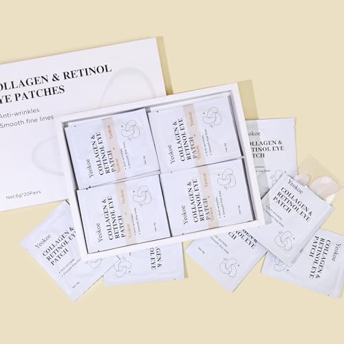 Yeokoe Under Eye Patches for Dark Circles,Puffy Eyes,20 Pairs Face Masks SkinCare With Collagen and Retinol for Anti wrinkles Smooth Fine Lines - Image 6