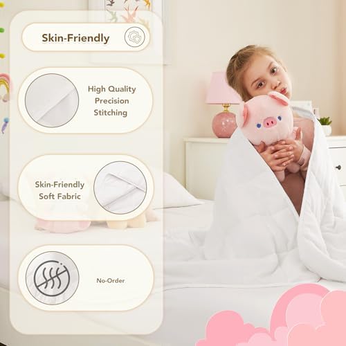 CuteKing Weighted Blanket - Weighted Blanket with Premium Glass Beads - Breathable Heavy Blanket for Comfortable Rest - Thick Blanket All Season (5lbs, 36"x48", White) - Image 5