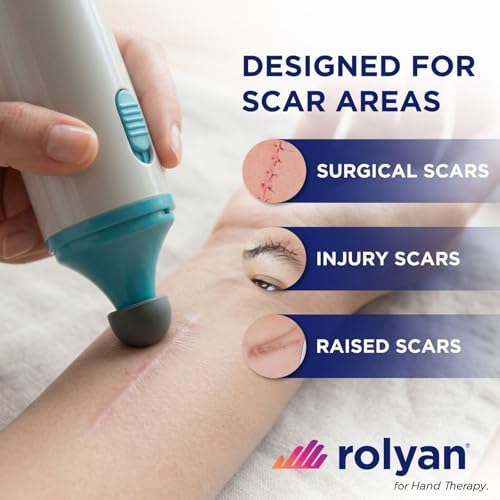 Rolyan Mini Scar Massager, Handheld Portable Vibration Massager with Interchangeable Heads, Quiet, Battery Operated for Targeted Hand & Skin Care, Reduces Appearance and Sensitivity of Scars - Image 4