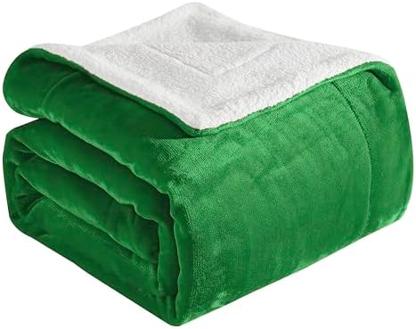 Elegant Comfort Ultra Soft Reversible Flannel Sherpa Blanket - Cozy Silky Fleece Throw for Couch, Bed - Plush Fuzzy Warm Winter Blanket for Gift, King, Emerald Green by ELEGANTCOMFORT
