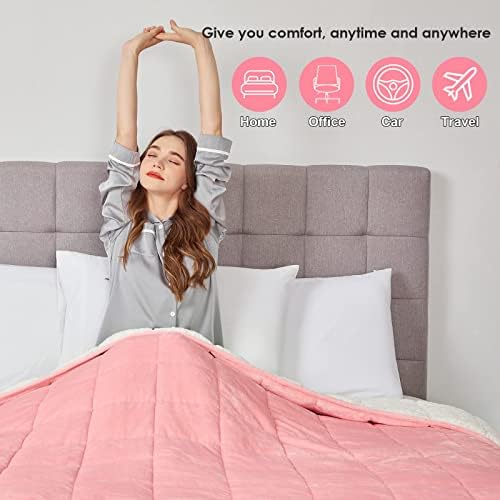yescool Weighted Blanket for Adults (15 lbs, 48" x 72", Hot Pink) Heavy Blanket for Sleeping Perfect for 140-160 lbs, Twin Size Breathable Blanket with Premium Glass Bead, Machine Washable - Image 4