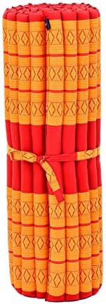 Leewadee - Kapok Roll Mat – Handcrafted Folding Sleep & Relaxation Mattress from Thailand, Ideal as Guest Bed, Camping Mat, Yoga Mat or Traditional Futon, 75 x 39 inches, Orange Red - Image 4
