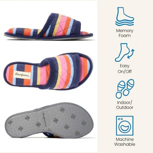 Dearfoams womens Slipper Memory Foam Summer House Shoe Beatrice Terry Slide - Image 2