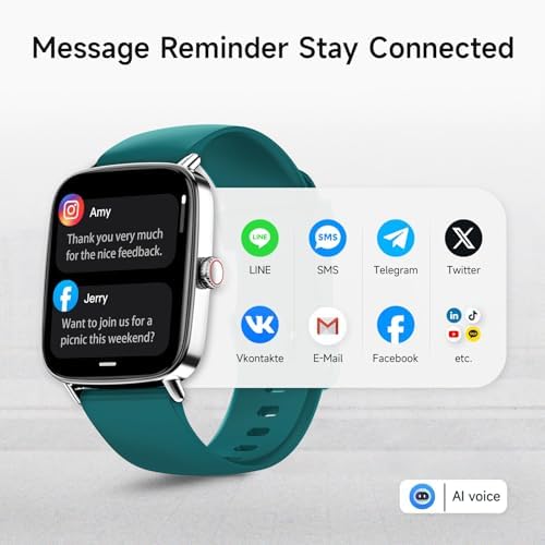 Smart Watch for Men Women, 1.85" HD Smartwatch Compatible iPhone/Samsung/Android (Answer/Make Calls), 100+ Sport Modes Fitness Tracker with Heart Rate/Sleep/SpO2 Monitor, IP68 Waterproof, 2 Bands - Image 2