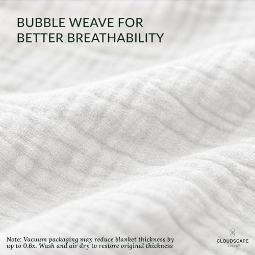CLOUDSCAPE 8 Layer Muslin Blankets for Adults, King Size 92"x108" - White - Image 3