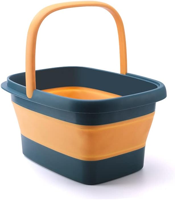 AllSett Health Collapsible Foot Bath – Advance Soaking Tub with Portable Design and Handle – Foldable Pedicure Foot Spa Bowl – Compact and Lightweight Soak with Acupressure Points, Blue and Orange - Image 7