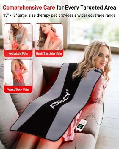 33" x 17" Medical-Grade Red Light Therapy Mat for Body Pain Relief, Black - Image 3