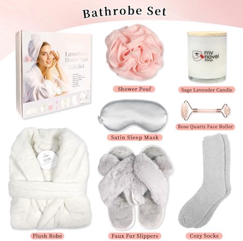 my novel things Birthday Gifts for Women Spa Robe and Slippers Set Kit - Image 3