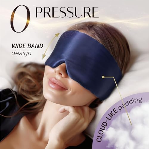 Silk Sleep Mask Soft Pressureless: 100% Mulberry Silk for Eye Skin Anti Wrinkles, Large Size for Total Blackout, Adjustable Wide Velcro Ear Cover - Image 4