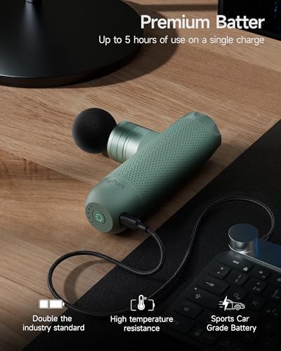 N1 Super Mini Massage Gun, Ultra-Compact Deep Tissue Massage Gun, Portable Travel Handheld Massager, Men & Women Muscle Recovery, Percussion Massager Quiet for Home, Gym, Office, Green - Image 6