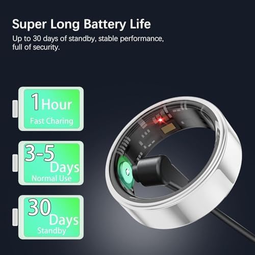 Smart Rings for Women Men, Fitness Ring with Heart Rate, Blood Oxygen, HRV, Stress, Sleep Tracker, Step Tracker, No Subscription Fee, lP68 Waterproof Smart Ring for iPhone & Android (Silver, 10#) - Image 7