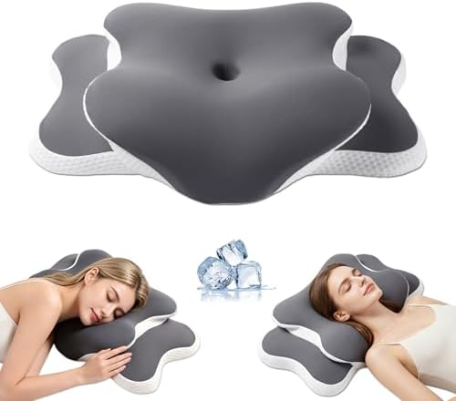 Ergo Pillow for Sleep Apnea, Neck Pain, and Snoring Relief | Cervical Neck Pillow for Neck Pain Relief & Side Sleeper | Orthopedic Memory Foam with Ergonomic Neck Support, Gray, Standard by WeiTrust