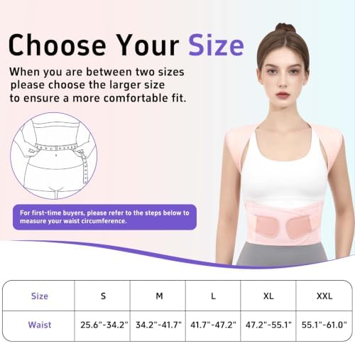 Posture Corrector for Women and Men Back Brace Upper Back Support Adjustable Breathable Shoulder Straightener Hunchback Correction Clavicle Back Pain Relief Comfortable Daily Wear Pink X-Large - Image 2