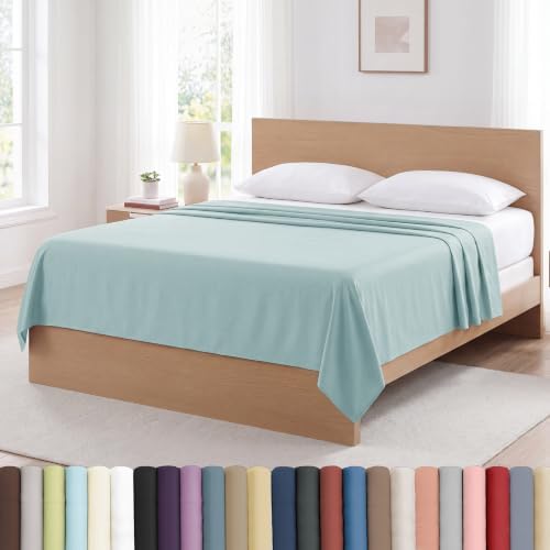 Hotel Quality King Flat Sheets Only 2 Pack Microfiber Top Sheet Sky Blue by SouthshoreFineLivingInc