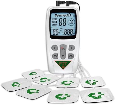 TESMED Fit 5.8: Muscle Stimulator for EMS, TENS, Massage (3 functions in 1), 22 programs, 6 of which are customizable, ideal for pain relief and stimulation of the abdomen, buttocks, and chest muscles by TESMED