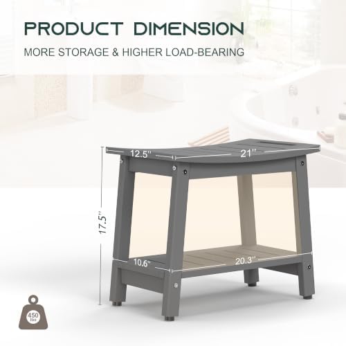 Waterproof HDPE Shower Bench for Inside Shower, Shower Stool, Grey - Image 2