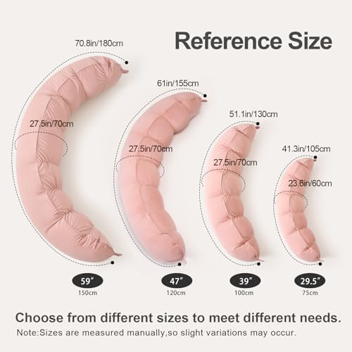 Peallow(Pat. Pend) – Long Round Body Pillow for Adults, Bolster Pillow for Sleeping, Soft and Supportive Pillow for Sleeping & Lumbar Support (Soft Pastel Pink, 59") - Image 2