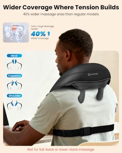 COMFIER Cordless Neck and Shoulder Massager with Heat, Wearable 4D Shiatsu Deep Tissue Kneading for Desk Workers and Drivers, Hands-Free Straps, FSA Eligible HSA Gift,Midnight Black - Image 4