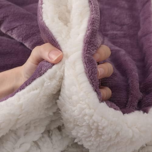 NANPIPER King Size Sherpa Blanket, Soft Fleece Throw for Bed, Reversible Thick Fuzzy Blanket for Winter (Cassis Purple, 90x108 inches) - Image 5