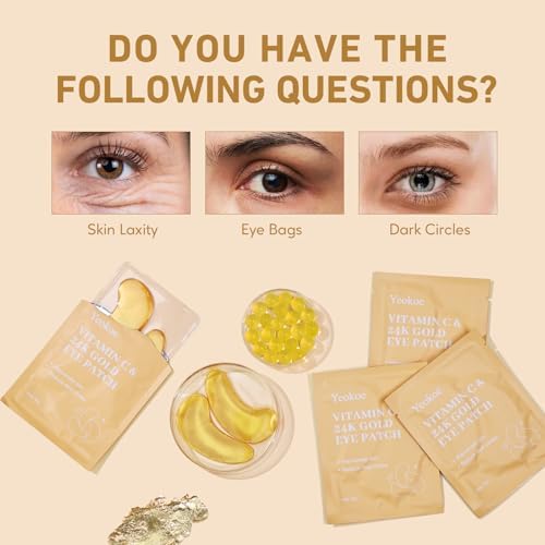 Yeokoe Under Eye Patches for Dark Circles,Puffy Eyes,20 Pairs Face Masks SkinCare With Vitamin C and 24k Gold - Image 4