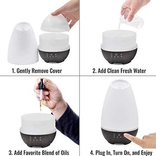HealthSmart Essential Oil Diffuser, 500ML, Large Room Coverage | Adjustable Timer | Multiple Mist Modes | 7 LED Colors | Pack of 2 - Image 4