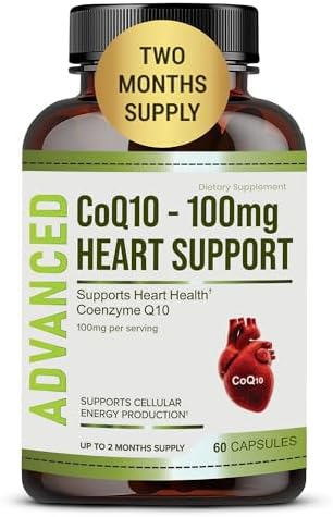Heart Health CoQ10 100mg - Coenzyme Q10 Supplement for Energy Production, Healthy Aging, Muscle Fatigue, and Heart Support . Fight General Fatigue. 2 Months Supply.60 High Absorption Liquid Capsules. by NutraPro