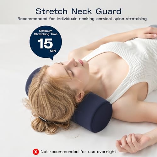 Neck Roll Pillow for Neck Pain Relief - Memory Foam Neck Support Pillow for Bed | Round Neck Pillow for Sleeping, 15.7 * 6 * 6inch ((Navy-Blue) - Image 3