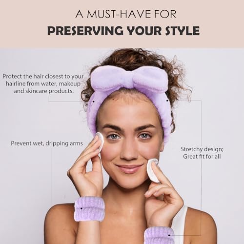Ayesha Spa Headband and Wristband Set for Washing Face Skincare Makeup - Image 3