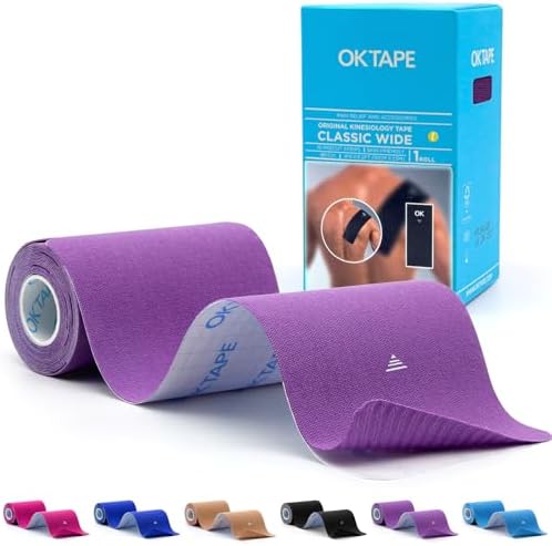 OK TAPE Extra Wide Kinesiology Tape for Shoulder, Back, Precut Strips by OKTAPE