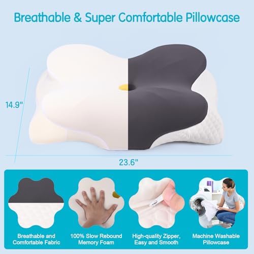 Cervical Pillow for Neck Pain Relief, Contour Memory Foam Pillows, Adjustable Orthopedic Pillow with Cooling Pillowcase for Side, Back, Stomach Sleepers, Ergonomic Neck and Shoulder Support - Image 4