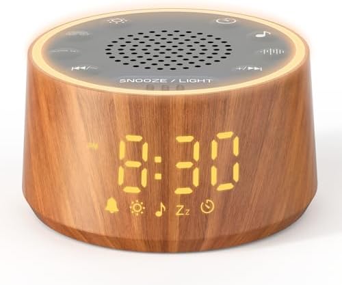 Dreamegg D1 Nova Sound Machine Alarm Clock, White Noise for Sleep, Wood by Dreamegg