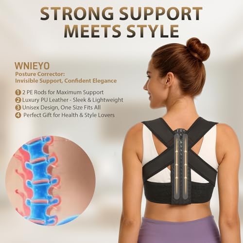 WNIEYO Posture Corrector for Women and Men Back Brace for Women Back Straightener for Effective Lower Back Pain Relief, Scoliosis, and Better Posture Support(black L) - Image 2