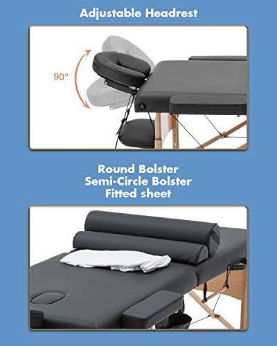 BestMassage Table Massage Bed Spa Bed 73 Inch Heigh Adjustable 2 Folding Portable Massage Table W/ Carry Case Salon Bed - Image 3