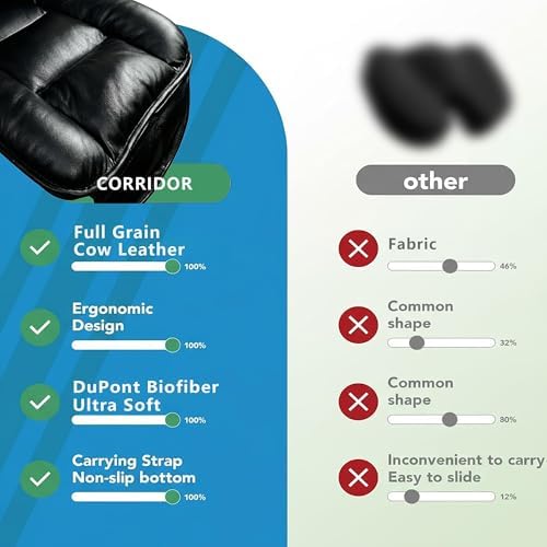 CORRIDOR Genuine Leather Seat Cushion for Car - Handmade - Relieve Hip, Pressure and Sciatica Pain - Ideal for Lower Back Pain - for Office Chair and Car Seat (Premium Black, Cushion) - Image 4