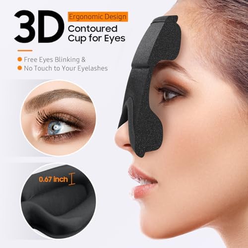 Sleep Mask, Premium Eye Mask for Sleeping, Total Blackout, Super Soft Comfort, Adjustable Fit, Upgraded 3D Ergonomic Designed Sleeping Mask for Home, Office, Travel, Meditation, Yoga, Black - Image 4