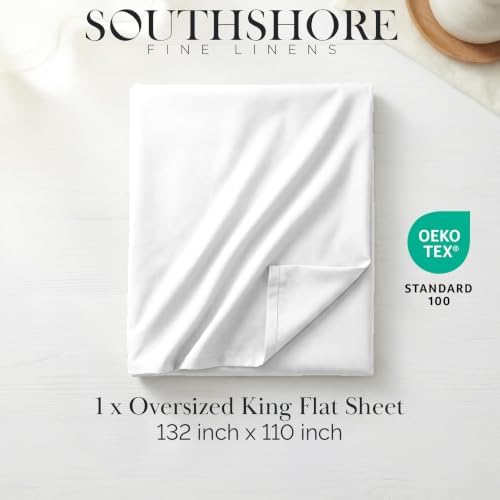 XL Oversized King Flat Sheet Only 132x110 California King Flat Sheet White - Image 2