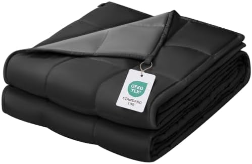 ZonLi Weighted Blanket for Adults (48"x72", 12lbs, Grey/Black) by Zonli
