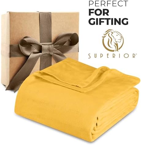 Superior Cotton Blanket Breathable All Season Comfy Bedding, King, Gold - Image 3