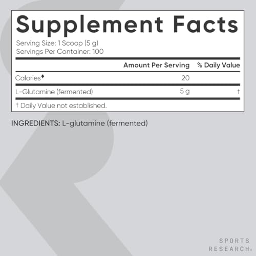 Sports Research® L-Glutamine Powder 5g, Unflavored (17.64oz) - Image 5