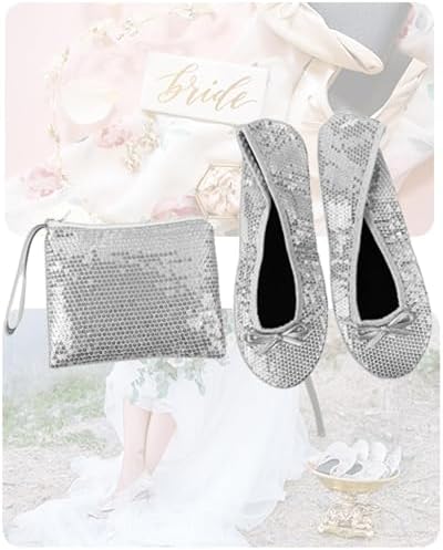Stylish Foldable Ballet Flats for Women Portable Roll Up Travel Shoes for Wedding Bridesmaid Includes Carrying Pouch - Image 2