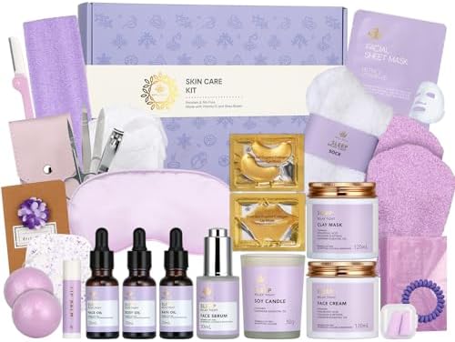Gifts for Women, 30Pcs Lavender Skin Care Gift Set for Women, Bath & Body Gifts Basket Set, Home Spa Self Care Gift, Essential Oil, Anniversary, Face Serum, Pampering Gift, Birthday, Christmas, Wife by RAROSAACCA